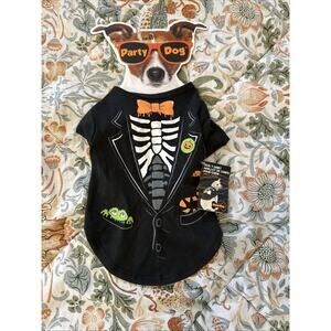 Dog Clothes Halloween Costume Skeleton Tuxedo T-shirt Shirt Puppy Pet Party Dog